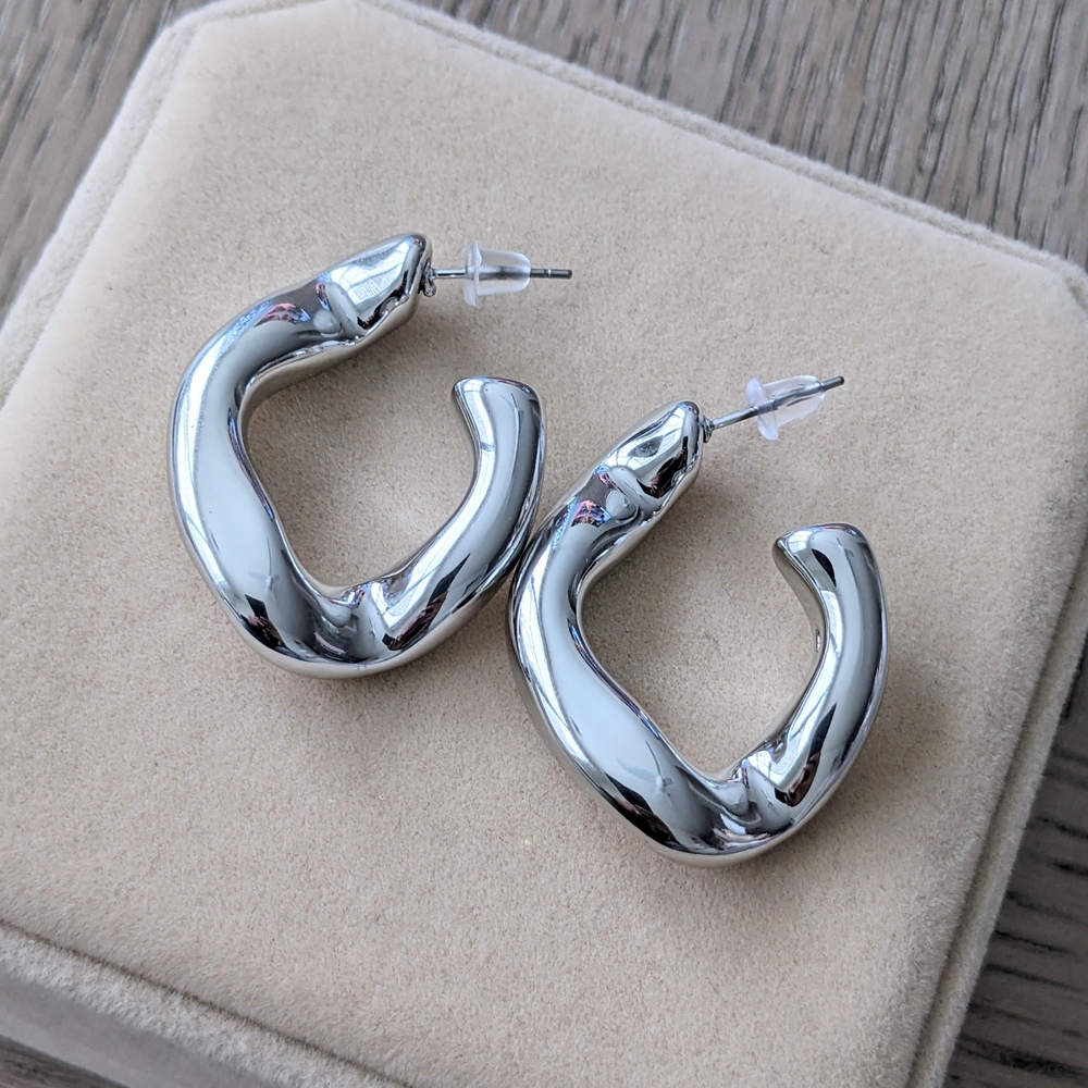 Chic Silver Twist Earrings